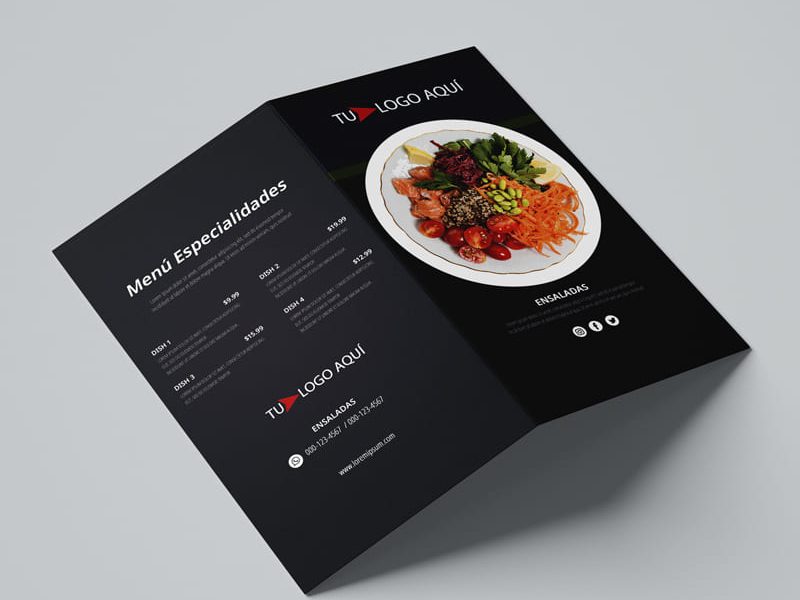 Carta Menú tipo Díptico